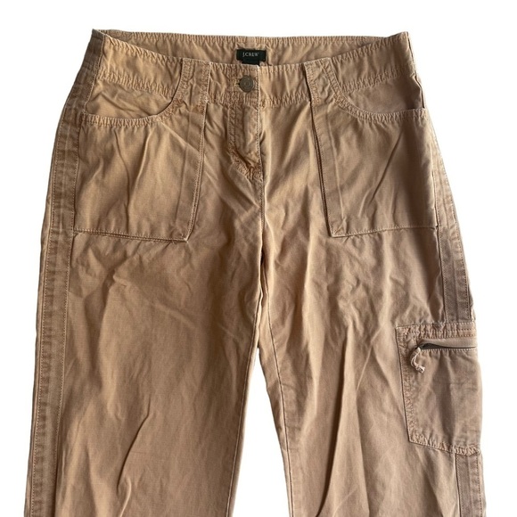 J. Crew Khaki Utility Cargo Pants Favorite fit Tan Brown Size 2 Low Rise Flare - Picture 2 of 9